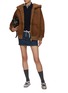 Figure View - Click To Enlarge - MIU MIU - Hooded Shearling Zip Up Jacket