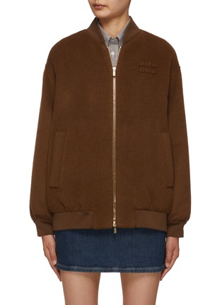 Main View - Click To Enlarge - MIU MIU - Double Velour Long Bomber Jacket