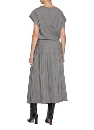 Back View - Click To Enlarge - FABIANA FILIPPI - Cap Sleeve Belted Wool Blend Flannel Dress