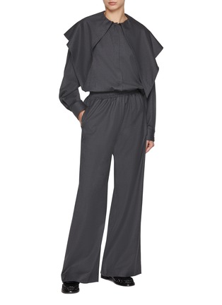 Figure View - Click To Enlarge - FABIANA FILIPPI - Elasticated Wide Leg Wool Blend Flannel Pants