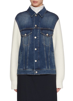 Main View - Click To Enlarge - FABIANA FILIPPI - Hybrid Knit Dark Wash Denim Jacket