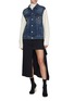 Figure View - Click To Enlarge - FABIANA FILIPPI - Hybrid Knit Dark Wash Denim Jacket