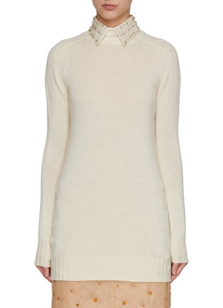 Main View - Click To Enlarge - FABIANA FILIPPI - Embellished Shirt Collar Sweater