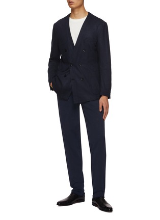 Figure View - Click To Enlarge - BRIONI - Double Breasted Collarless Cashmere Blazer