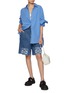 Figure View - Click To Enlarge - LOEWE - Raw Hem Anagram Denim Shorts