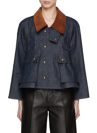 Main View - Click To Enlarge - LOEWE - Trapeze Dark Washed Denim Jacket