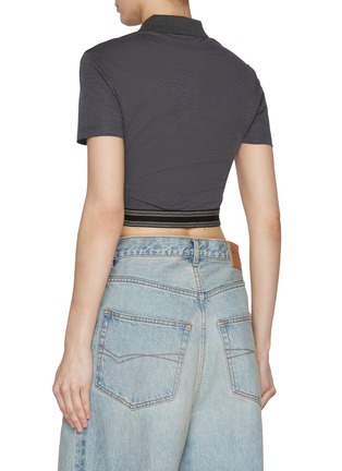 Back View - Click To Enlarge - LOEWE - Silk Cotton Cropped Polo Shirt