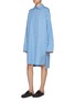 Detail View - Click To Enlarge - LOEWE - Layered Cuff Cotton Turn-Up Shirt Dress