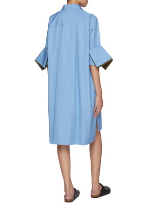 Back View - Click To Enlarge - LOEWE - Layered Cuff Cotton Turn-Up Shirt Dress