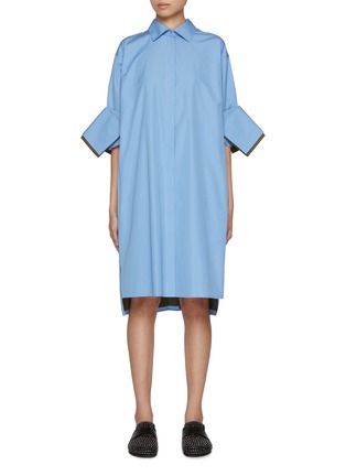 Main View - Click To Enlarge - LOEWE - Layered Cuff Cotton Turn-Up Shirt Dress