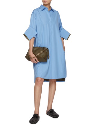 Figure View - Click To Enlarge - LOEWE - Layered Cuff Cotton Turn-Up Shirt Dress