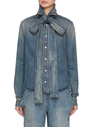 Main View - Click To Enlarge - LOEWE - Bow Medium Wash Denim Shirt