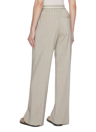 Back View - Click To Enlarge - LOEWE - Elastic Waistband Straight Leg Wool Trousers