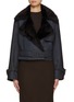 Main View - Click To Enlarge - NOUR HAMMOUR - Hatti Cropped Belted Lamb Fur Trench Jacket