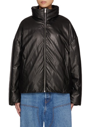 Main View - Click To Enlarge - NOUR HAMMOUR - Ruby Zip Up Leather Puffer Jacket