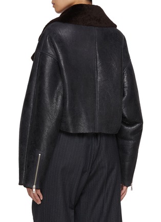 Back View - Click To Enlarge - NOUR HAMMOUR - Colorado Cropped Lamb Fur Biker Jacket