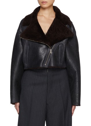 Main View - Click To Enlarge - NOUR HAMMOUR - Colorado Cropped Lamb Fur Biker Jacket