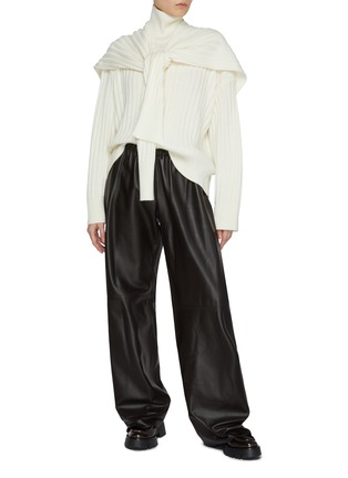 Figure View - Click To Enlarge - NOUR HAMMOUR - Olan Elasticated Waist Leather Pants