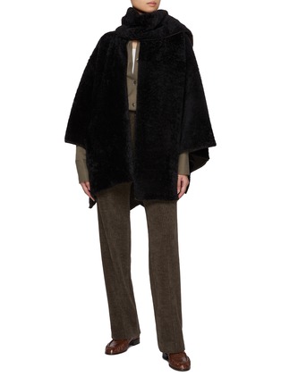 Figure View - Click To Enlarge - NOUR HAMMOUR - Varada Reversible Scarf Lamb Fur Cape