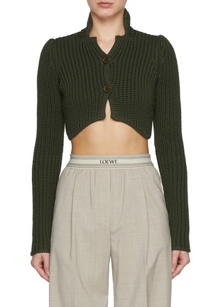 Main View - Click To Enlarge - LOEWE - Stand Collar Cropped Knitted Cardigan