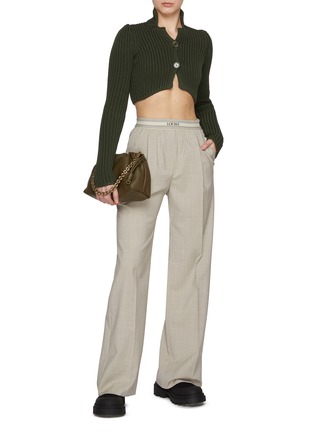 Figure View - Click To Enlarge - LOEWE - Stand Collar Cropped Knitted Cardigan