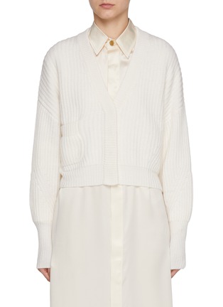 Main View - Click To Enlarge - LE KASHA - Cropped Ribbed Cashmere Knit Cardigan