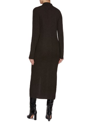 Back View - Click To Enlarge - LE KASHA - Collared Ribbed Cashmere Knit Maxi Dress