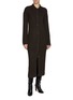 Figure View - Click To Enlarge - LE KASHA - Collared Ribbed Cashmere Knit Maxi Dress