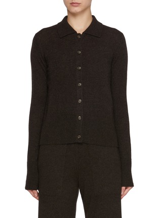 Main View - Click To Enlarge - LE KASHA - Collared Ribbed Cashmere Knit Cardigan