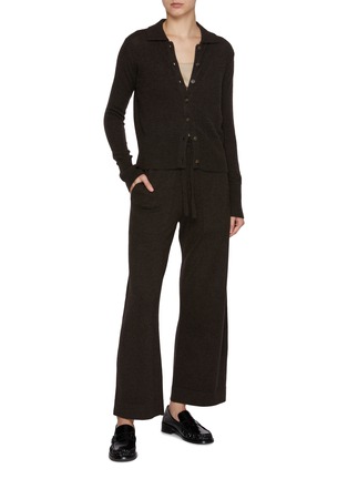 Figure View - Click To Enlarge - LE KASHA - Collared Ribbed Cashmere Knit Cardigan