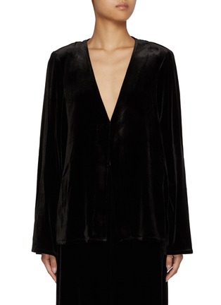 Main View - Click To Enlarge - LE KASHA - Single Button Velvet Top