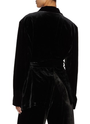 Back View - Click To Enlarge - LE KASHA - Belted Open Back Single Breasted Velvet Blazer