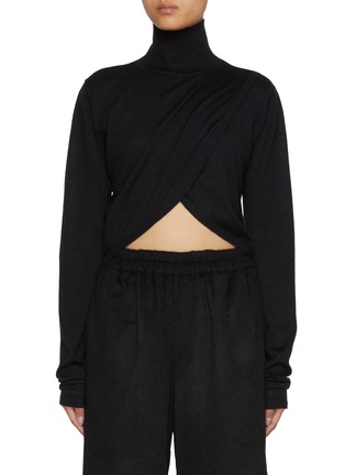 Main View - Click To Enlarge - LE KASHA - Cropped X-Front High Neck Cashmere Top