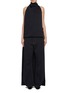 Front View - Click To Enlarge - ALAÏA - Asymmetric Dark Wash Wool Denim Cape Top