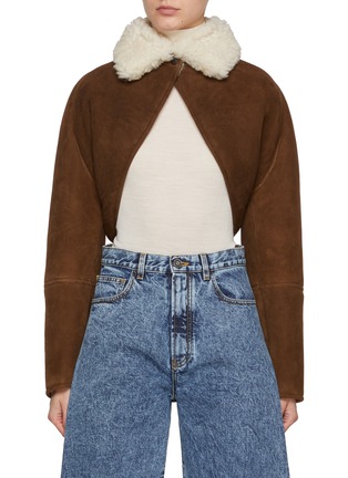 Main View - Click To Enlarge - ALAÏA - Cropped Shearling Cardi Jacket