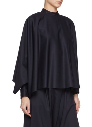 Detail View - Click To Enlarge - ALAÏA - Draped Scarf Virgin Wool Blend Blouse