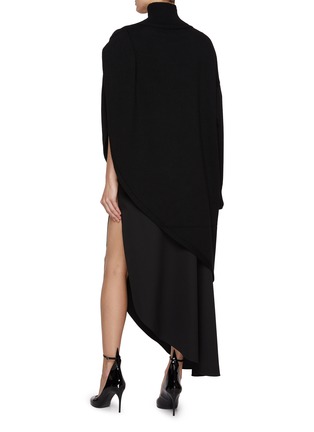 Back View - Click To Enlarge - ALAÏA - Asymmetric Single Sleeve Wool Knit Cape Top