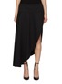 Front View - Click To Enlarge - ALAÏA - Asymmetric Drape Wool Knit Skirt