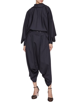 Figure View - Click To Enlarge - ALAÏA - Snap Button Virgin Wool Blend Pants