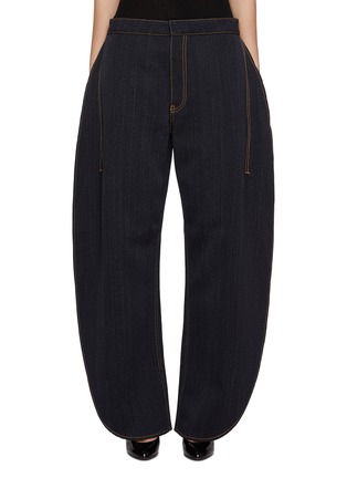 Front View - Click To Enlarge - ALAÏA - Rounded Dark Wash Wool Denim Jeans