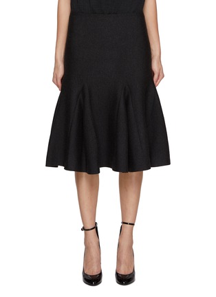 Front View - Click To Enlarge - ALAÏA - Sculptural Godet Knit Midi Skirt