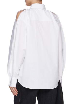 Back View - Click To Enlarge - ALAÏA - Balloon Sleeve Cotton Poplin Shirt