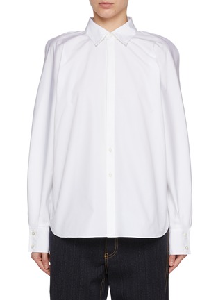 Front View - Click To Enlarge - ALAÏA - Balloon Sleeve Cotton Poplin Shirt