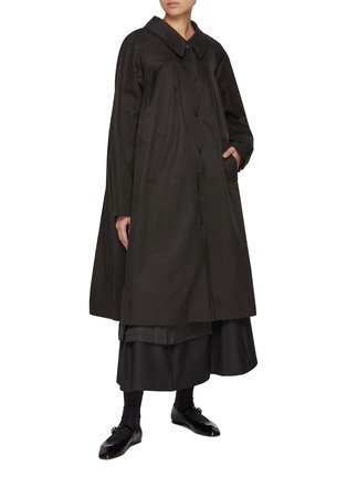 Figure View - Click To Enlarge - EUNOIA - Pleat Cotton Blend Trench Coat