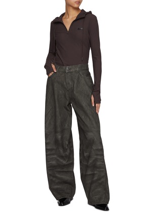 Figure View - Click To Enlarge - HAIKURE - Bethany Leather Look Print Wide Leg Trousers