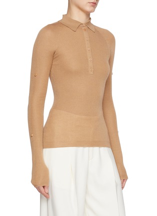 Detail View - Click To Enlarge - SA SU PHI - Ribbed Cashmere Silk Polo Top