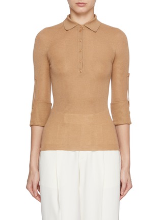 Main View - Click To Enlarge - SA SU PHI - Ribbed Cashmere Silk Polo Top