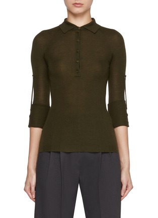 Main View - Click To Enlarge - SA SU PHI - Ribbed Cashmere Silk Polo Top