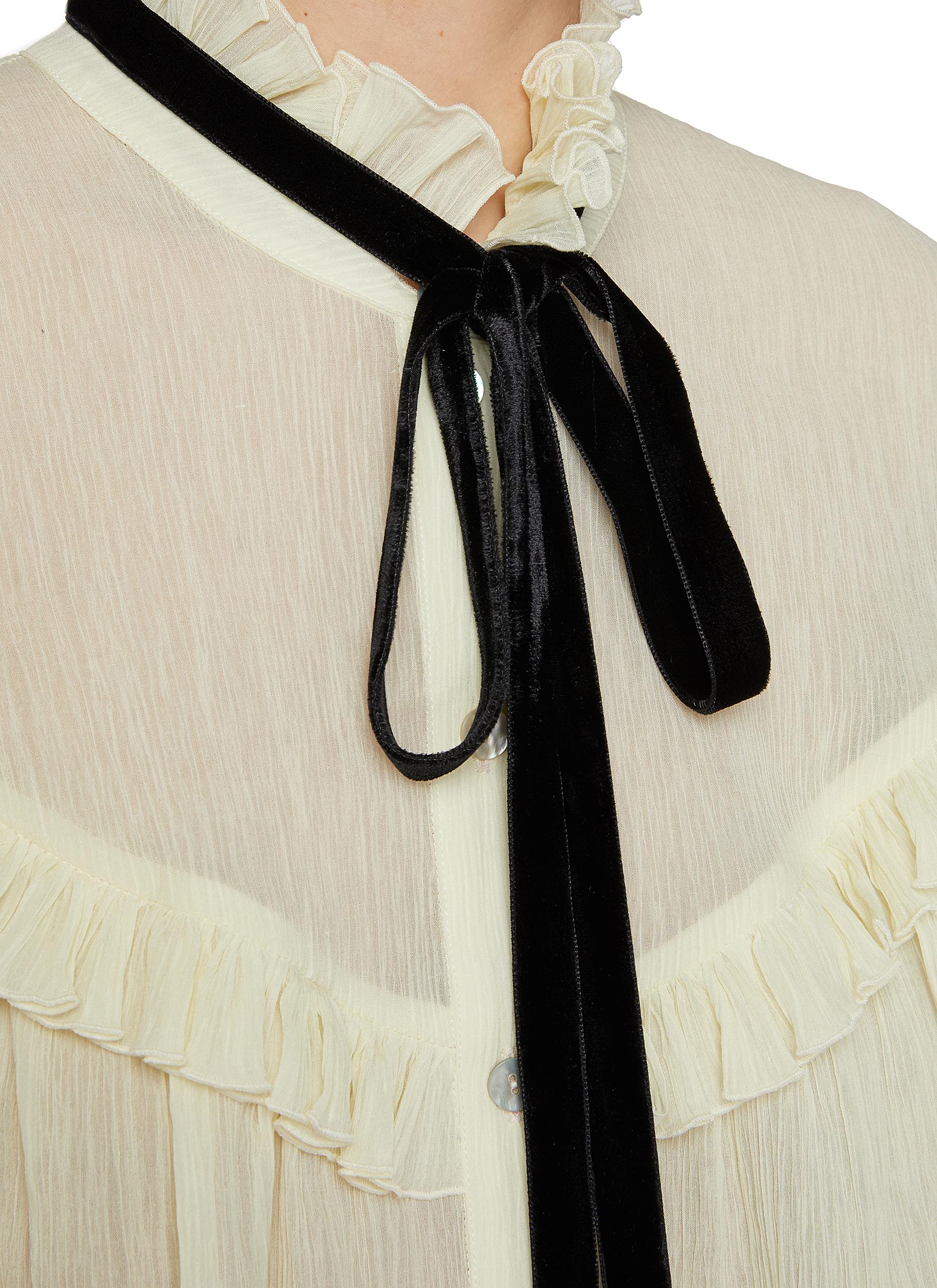 Marwari Velvet Tie Cotton Silk Blouse - Thumbnail 4
