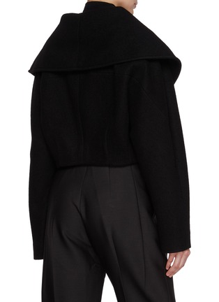 Back View - Click To Enlarge - GIA STUDIOS - Shawl Lapel Cropped Wool Blend Jacket